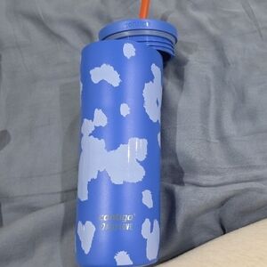 Contigo Blue & White Spot Pattern Water Bottle with Orange Straw